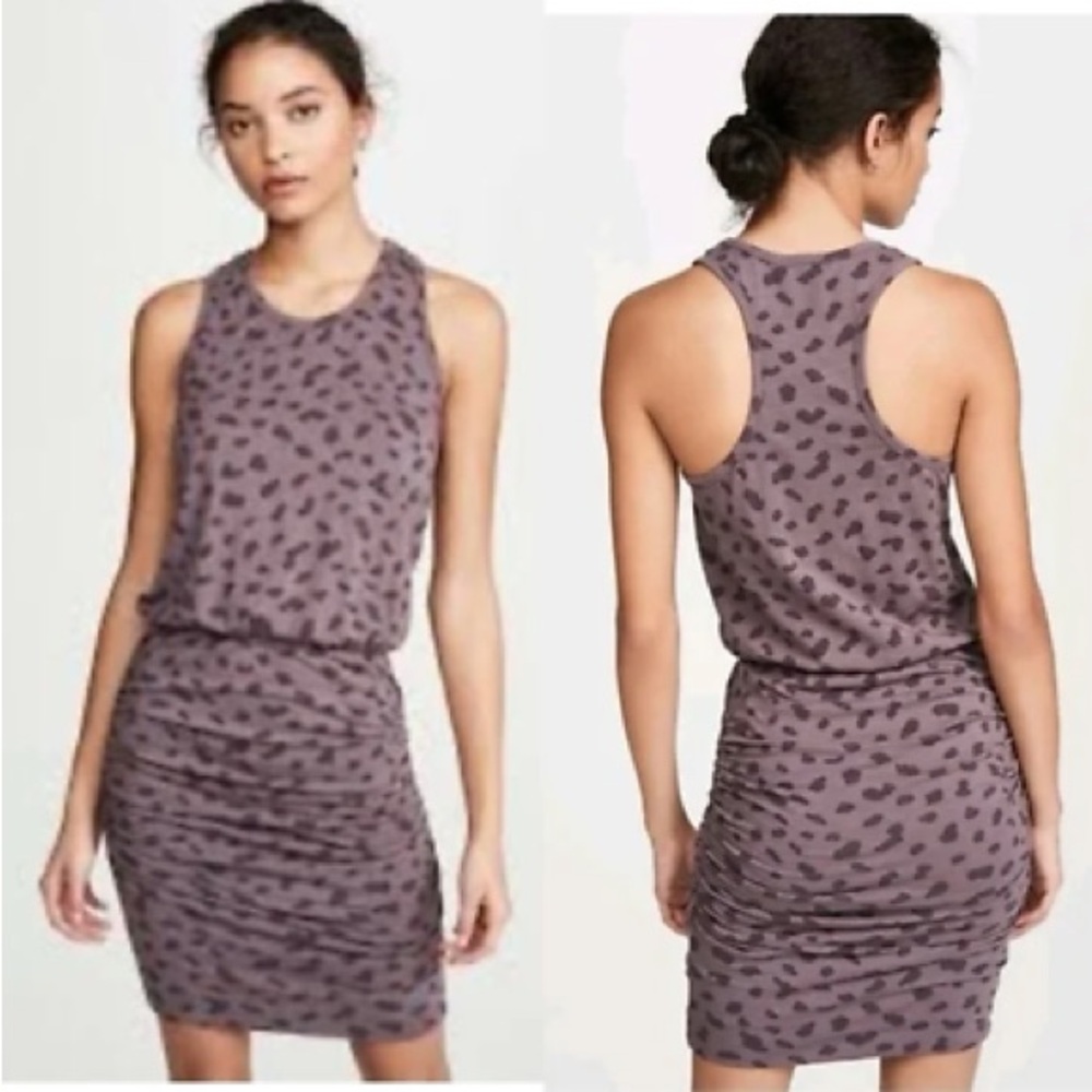 SUNDRY Neutral Leopard Ruched Dress